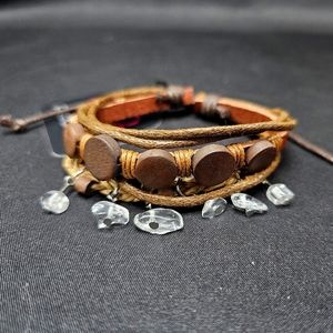 🤎'Run The Rapids' Brown Leather Wood Stone Bracelet- Paparazzi Accessories🤎